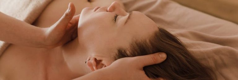 Close-up of a woman receiving a professional massage for relaxation and stress relief.