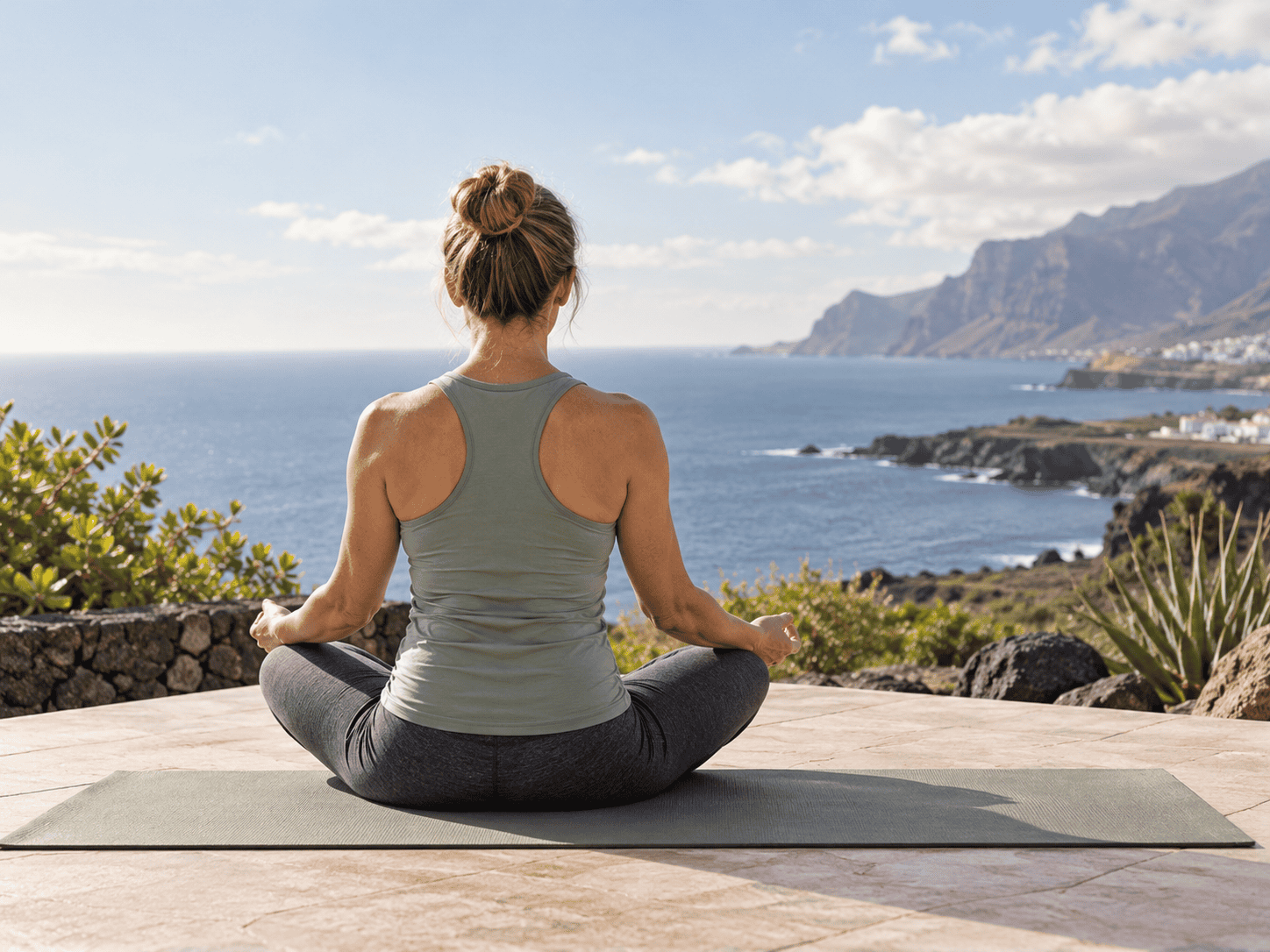 Seated meditation overlooking the coast